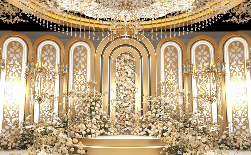 叶城香槟色调婚礼堂效果展示